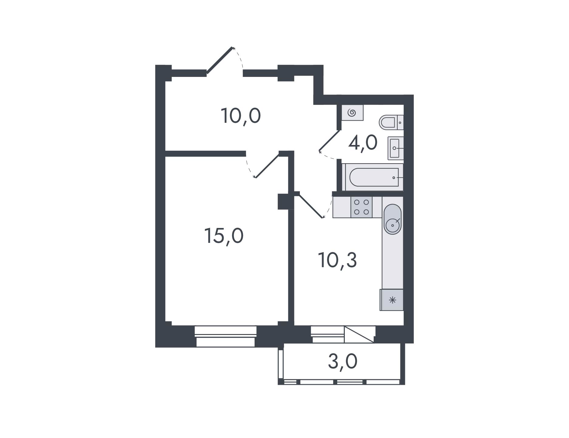 планировка квартиры 42 м2